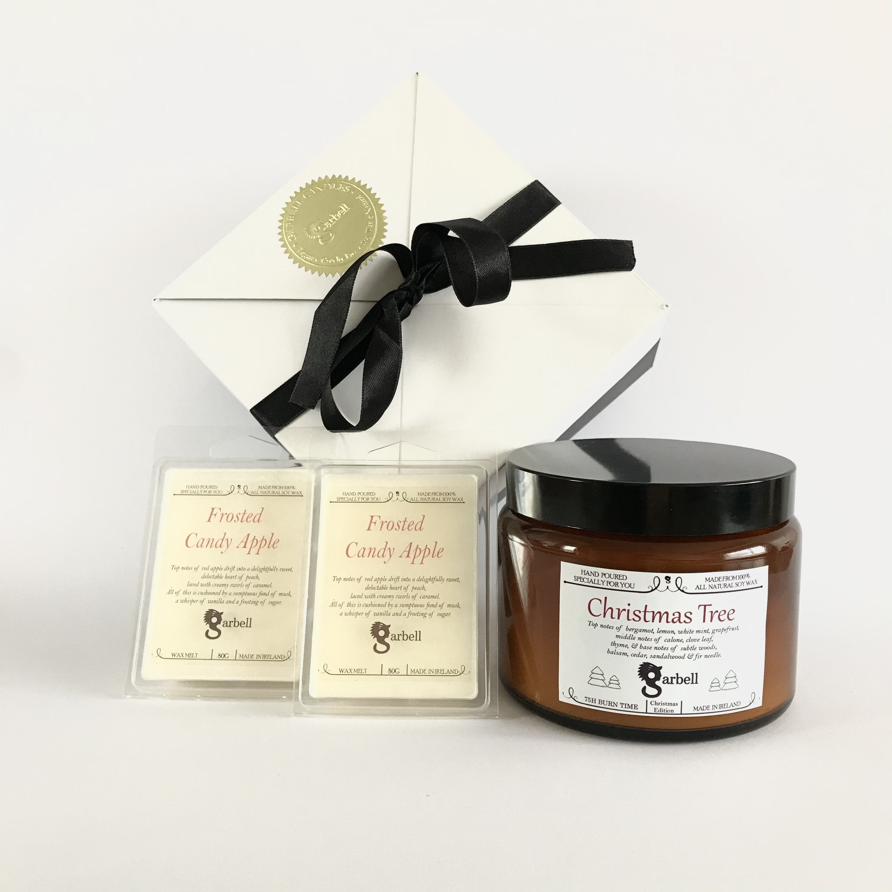 Ziemassvētku eglītes smaržas dāvanu kastīte ar sveci un aromatizētajiem vaska kubiciņiem