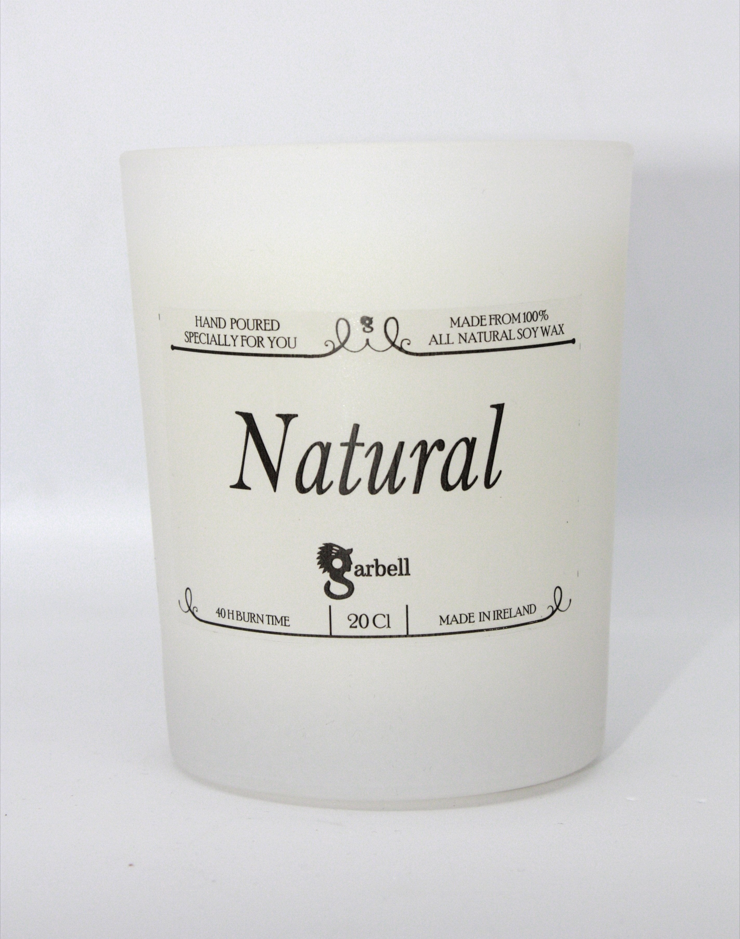 Garbell Candle Store Soy Wax Candle 20cl / Frosted White Glass Natural/No Scent Candle